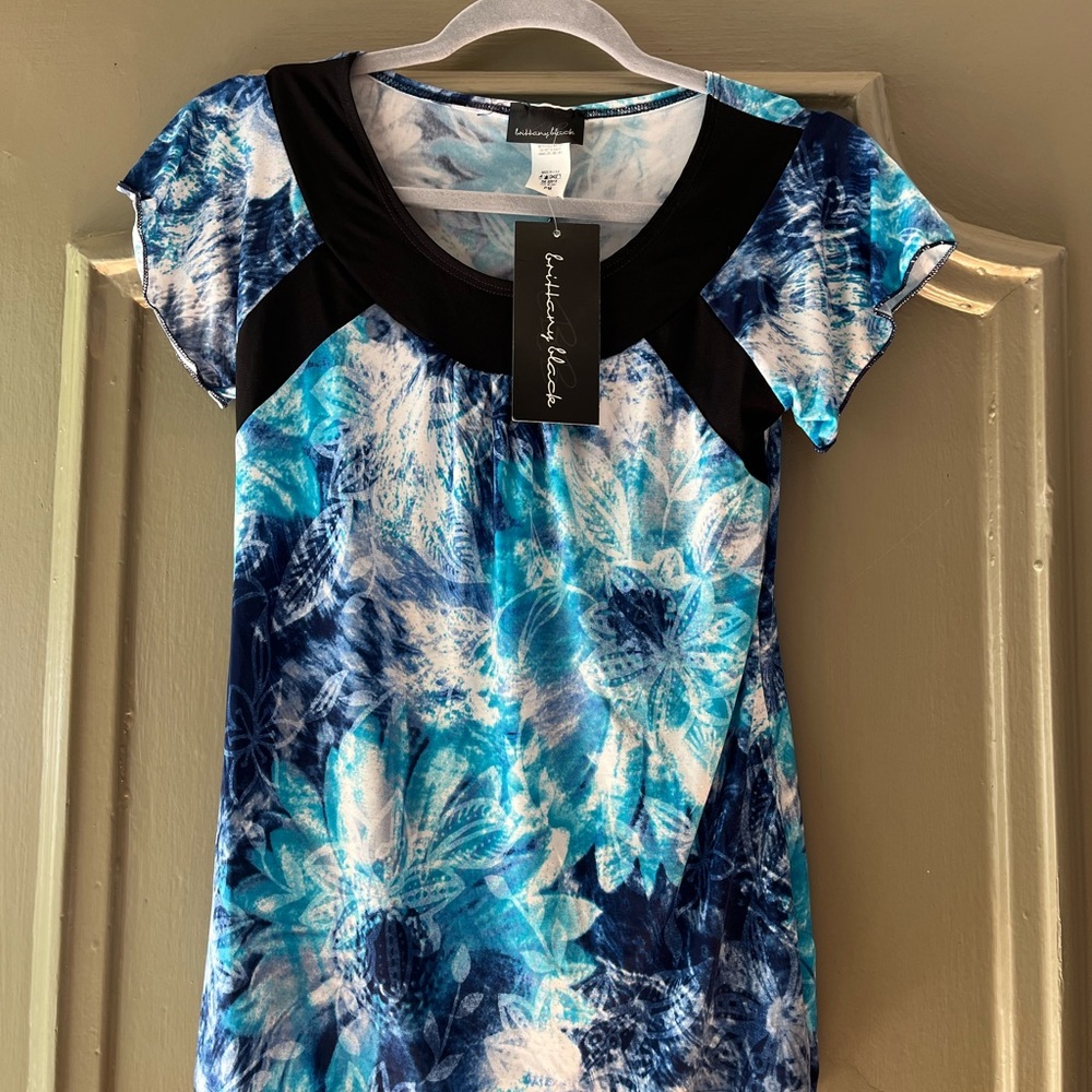 Brittany Black Blue Graphic Blouse